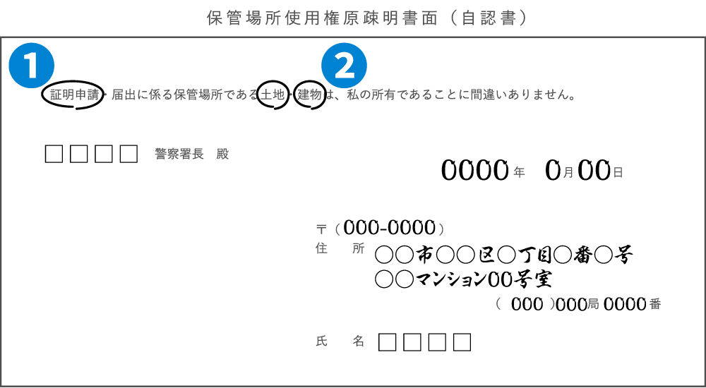 自認書の書き方例
